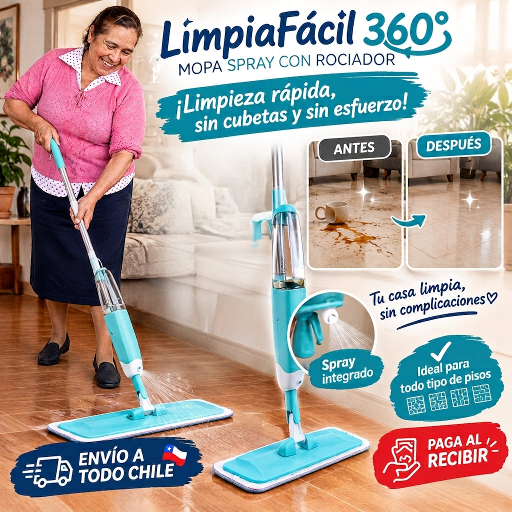 Rocía, pasa y listo. Limpieza Rápida y Eficiente
