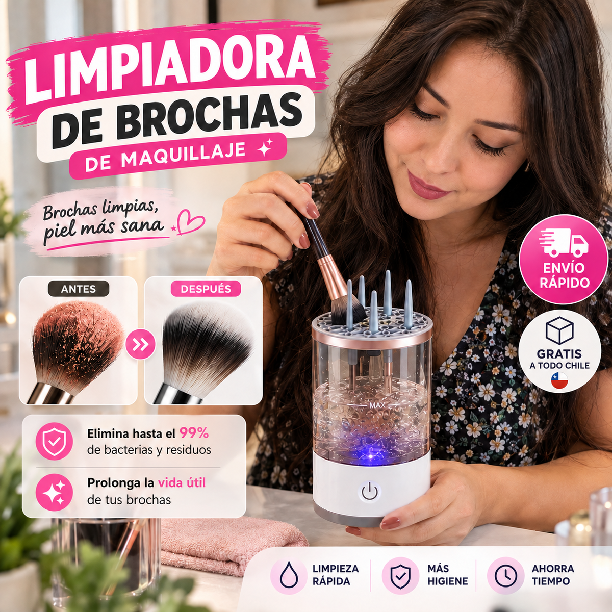 MENOS SUCIEDAD EN TUS BROCHAS. MÁS CUIDADO PARA TU PIEL - TU SKINCARE MERECE BROCHAS REALMENTE LIMPIAS