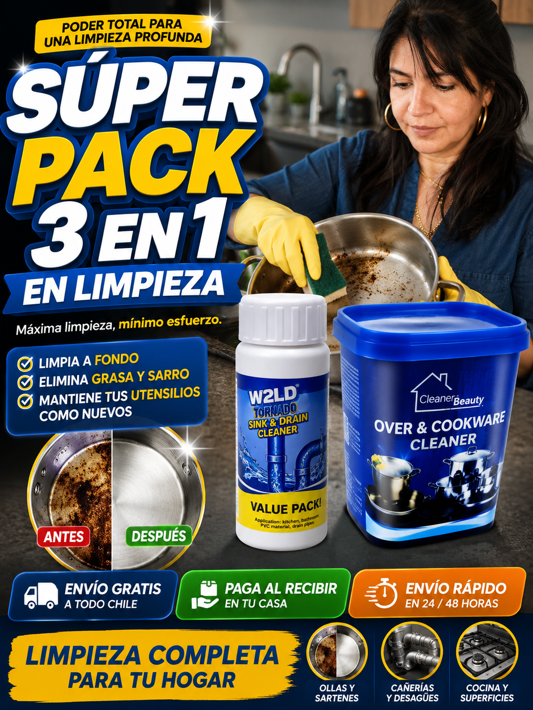 Pastilla Polvo Crema Kit Limpieza